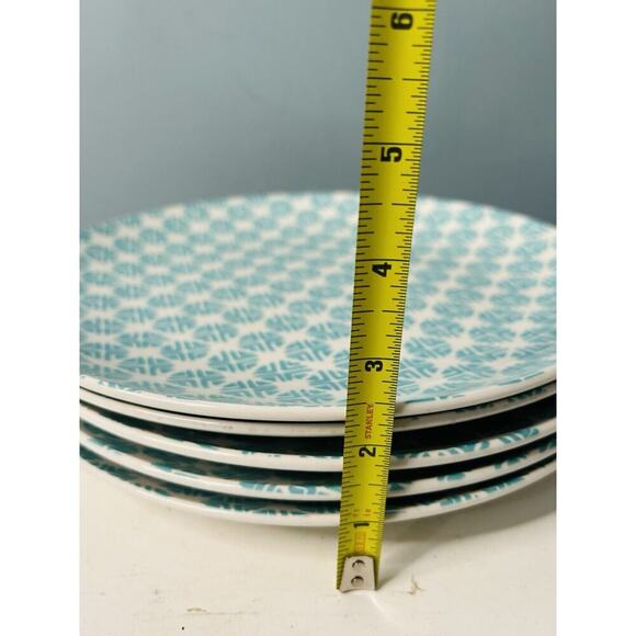 (5) Mainstays Aqua Teal White Dinner Plates 10.25 Inch Diameter Great Condition - Picture 4 of 12
